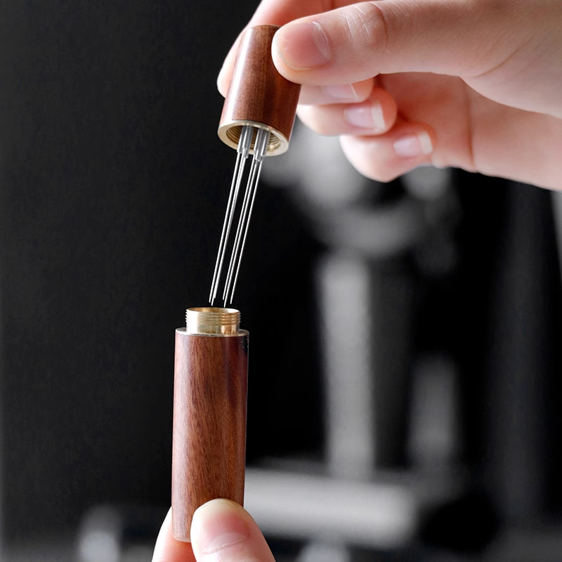 Coffee cloth powder needle stirring loose powder needle stainless steel needle type powder dispenser solid wood cloth powder belt base agglomerate disperser