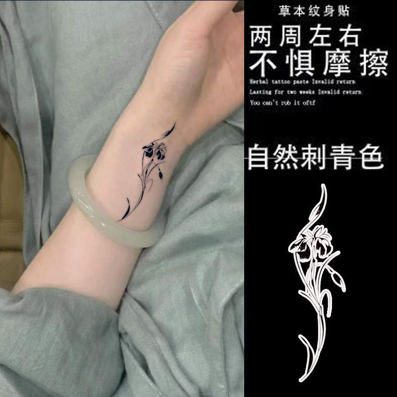 Elegant and Fresh Small Plain Flower Juice Tattoo Sticker High-End Herbal Semi-Permanent Wrist Waterproof Long-Lasting Ins Hot Style