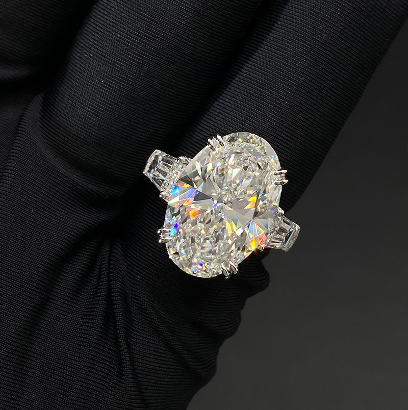 Кольцо из платины Pt950 с бриллиантом, цвет D, VS, 3 карата, овальное, для женщин, европейская и американская мода