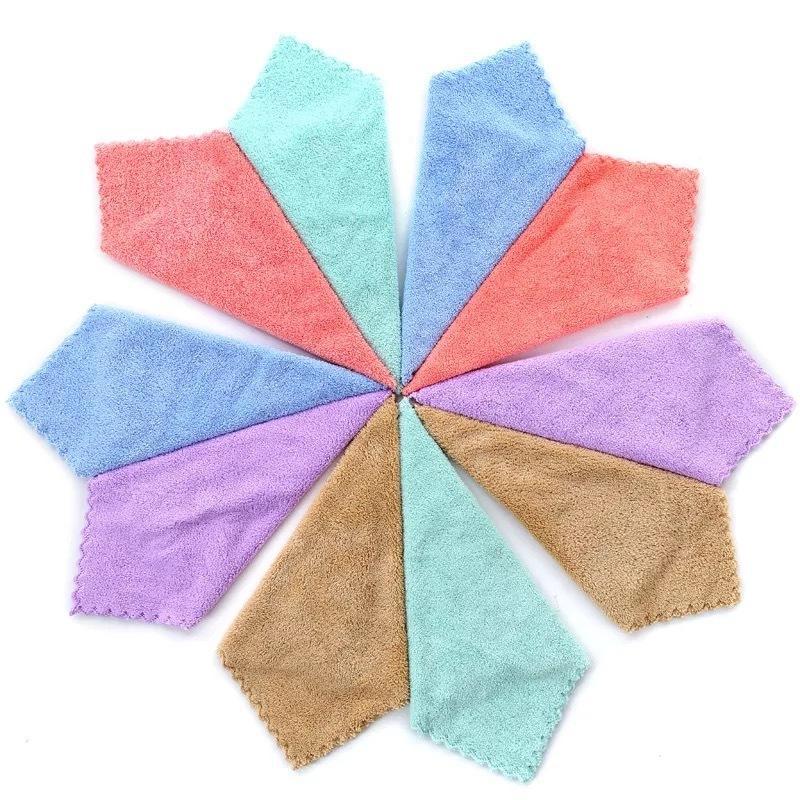 Manufacturer Wholesale Coral Velvet Square Towel Children's Face Wash Towel Kindergarten Hand Towel Makeup Remover Rag Can Be Vacuumed