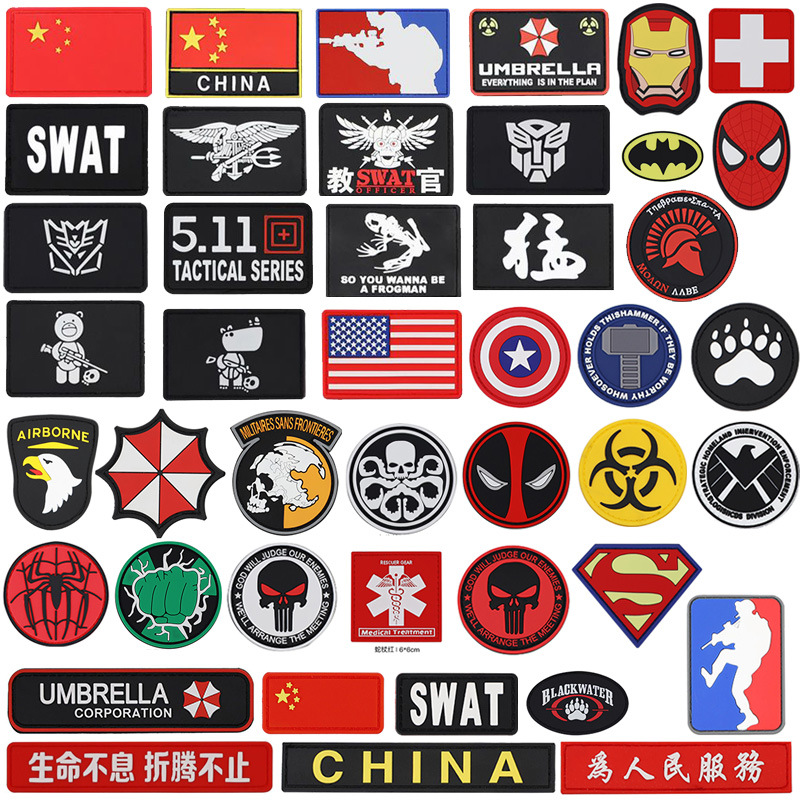 ПВХ повязка на руку с китайским липучкой, аксессуары для рюкзаков армейских фанатов, наклейки для одежды