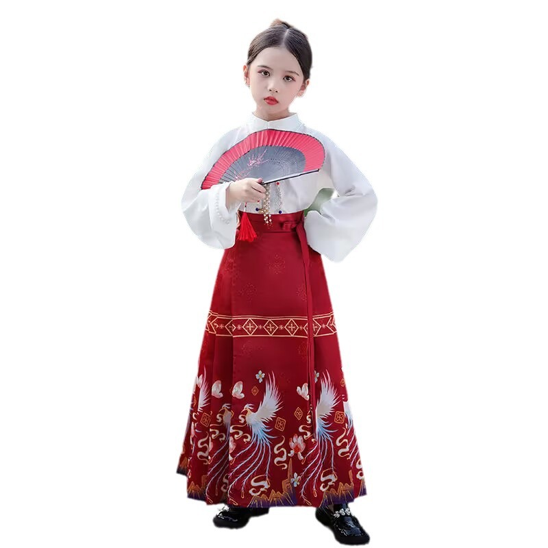 Chinese style girls' vest skirt suit improved ancient style little girl Ming Tang suit children's Chinese clothing Hanfu New