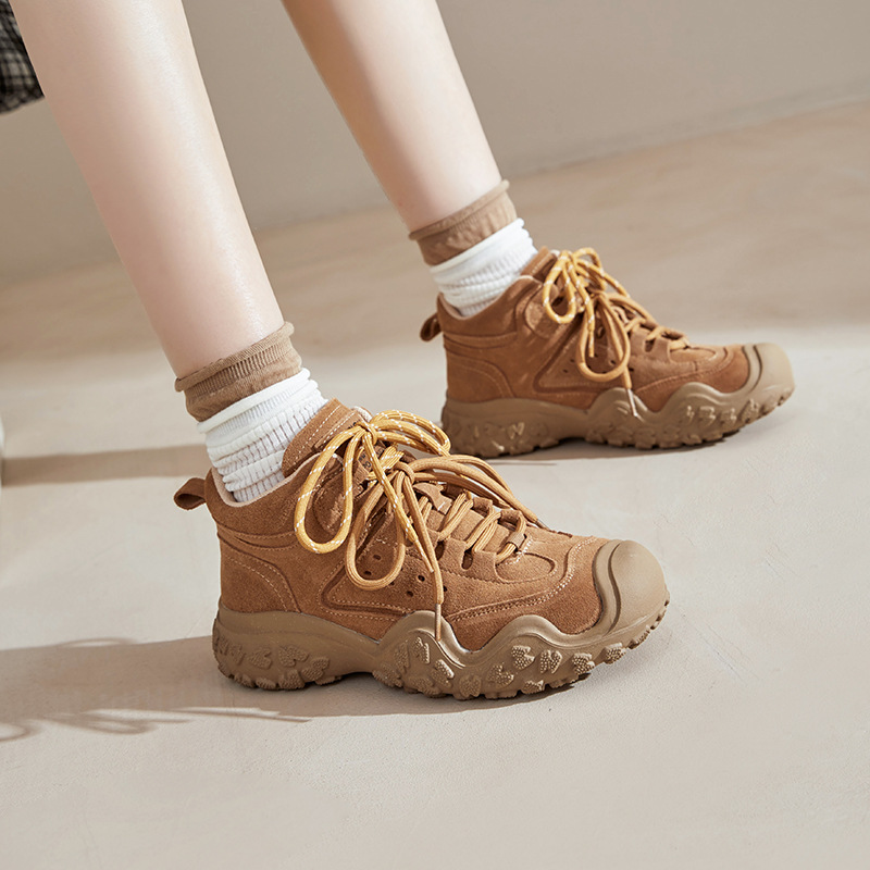 Mountaineering Leather Boots 2026 New Canvas Shoes Short Boots British Style Casual Martin Boots Women's Boots Non-Slip and Wear-Resistant