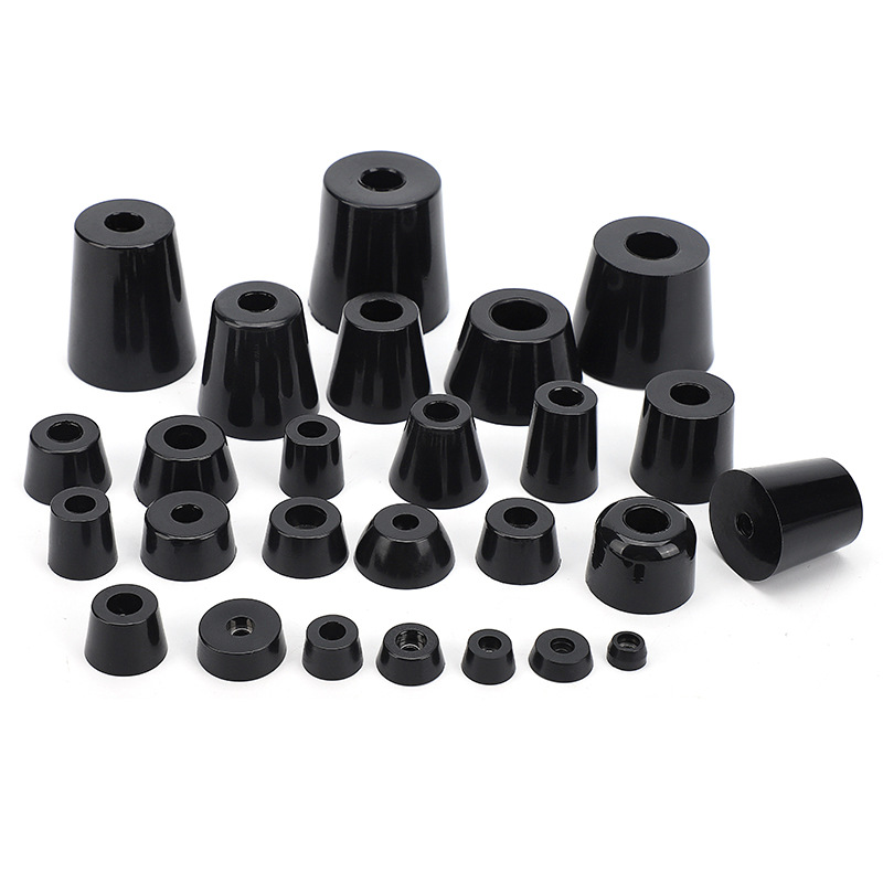 Rubber foot pad tapered heightening machine foot pad shock pad foot built-in stainless steel gasket rubber machine foot pad