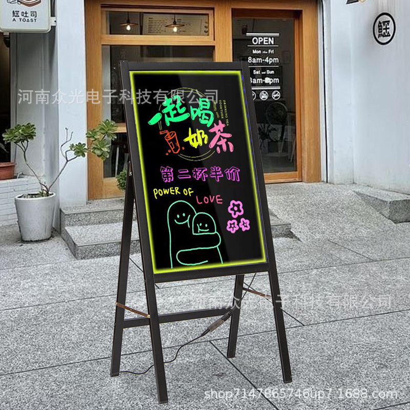 Glowing board stall fluorescent board cross-border wholesale billboard small blackboard hand writing board vertical luminous charging publicity