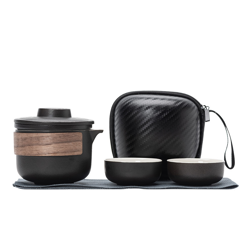 Travel tea set suit ceramic fast cup portable one pot two cups company business gifts holiday gift wholesale