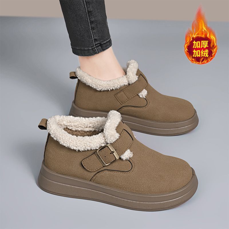 Winter Popular Platform Shoes, Thick-Soled Plus Velvet Birkenstock Shoes, Women's Cotton Boots, Heightening Soft-Soled Shock-Absorbing Plush Warm Snow Boots