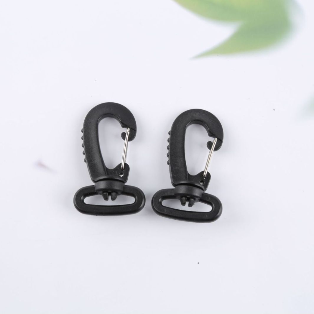 Black plastic shrimp hook bag accessories backpack computer bag hook rotating outdoor waist bag buckle factory wholesale