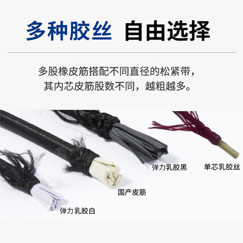 in stock Latex Elastic Rope Cattle Tendon Rope High Elastic Round Rubber Black and White Round Elastic Rope for Clothing Shoes and Hats