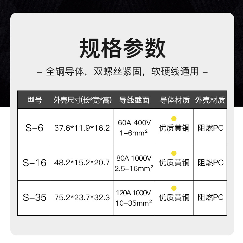 Wire Connector 2.5-16 Square Meters High Power Quick Terminal Block Copper Aluminum Butt Wire Clamp T-Shaped Terminal