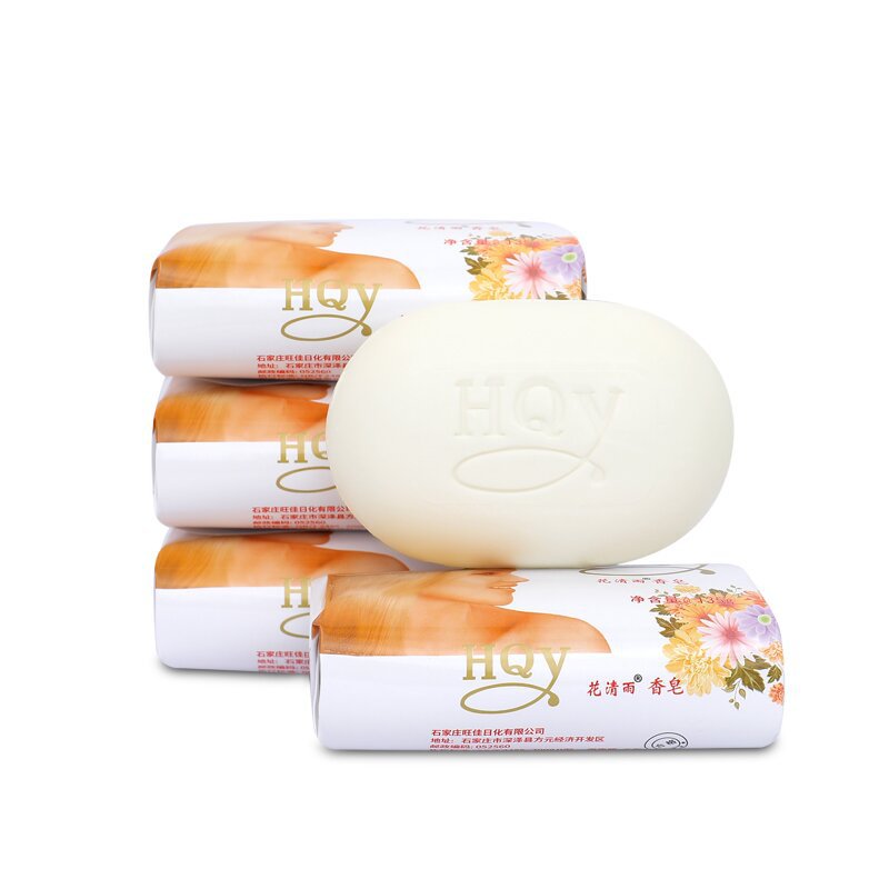 Soap Wholesale Huaiqingyu Pure White Floral Fragrance 135g Refreshing and Moisturizing Soap Bath Face Wash Family Pack