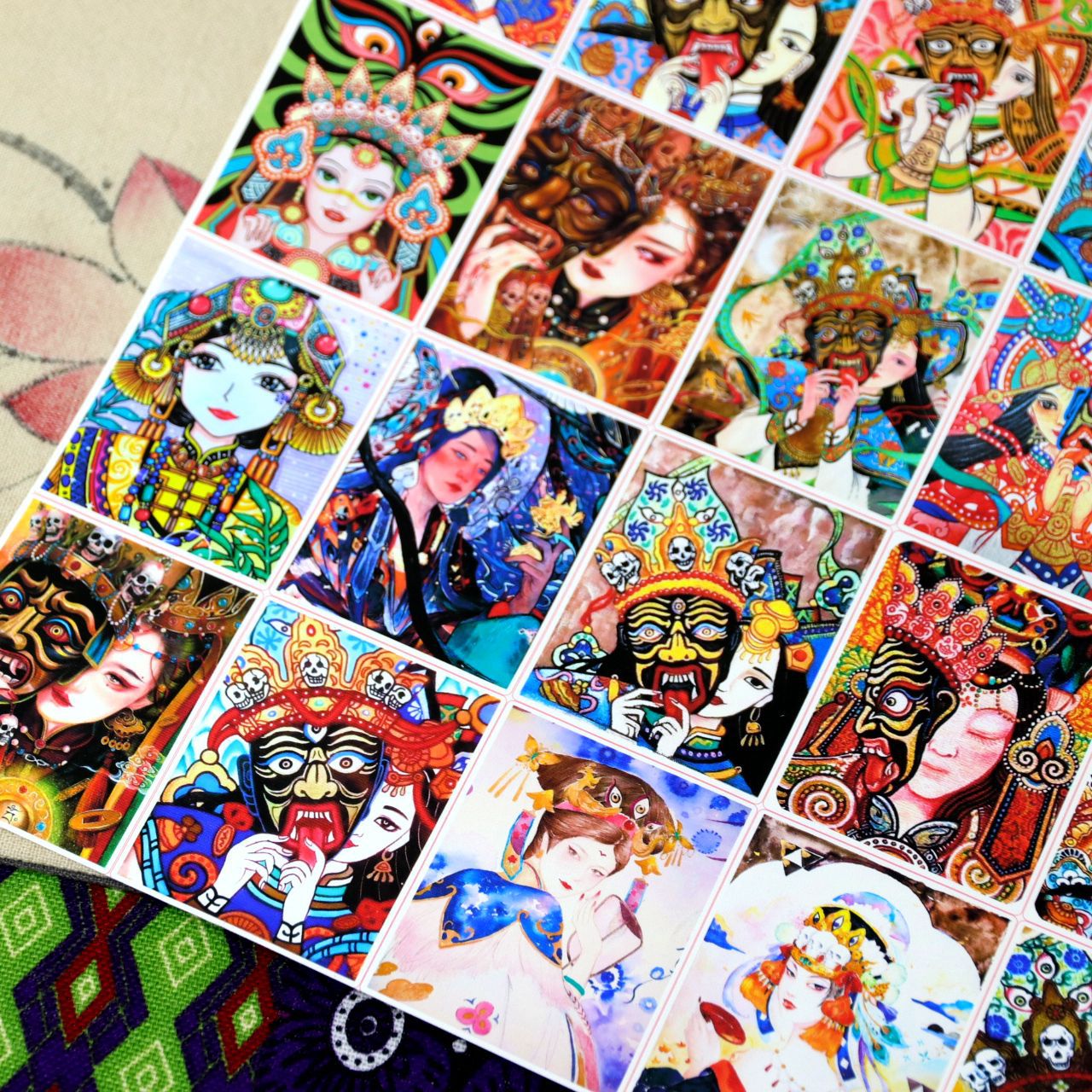 Customized Thangka Painting Core Wholesale Zakiram Wife Green Tara Big Black Day Optional Hand-Painted with Gold Painting