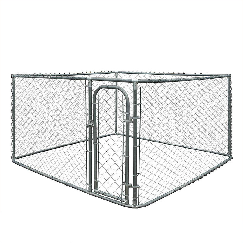 Hot-Dip Galvanized Large Outdoor Construction Breeding Kennel Rain Shelter Hook Pattern Diamond Wire Mesh Pet Dog Cage