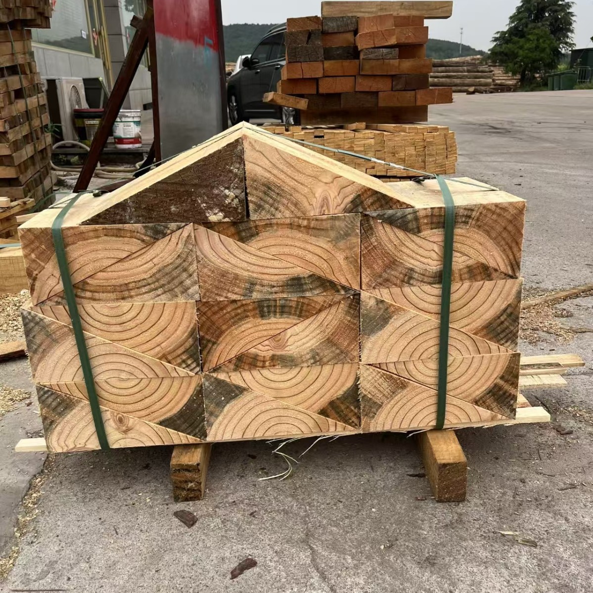 Export Fumigation Triangular Wood Support Wood Logistics Container Stopper Wood Wedge Solid Wood Fumigation Wood Square Customization