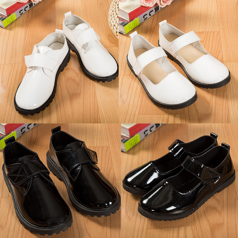 Children's Leather Shoes Black Soft Sole British Style Primary and Secondary School Students Performance Shoes Flower Girl Suit Dress Shoes Chorus Performance Shoes