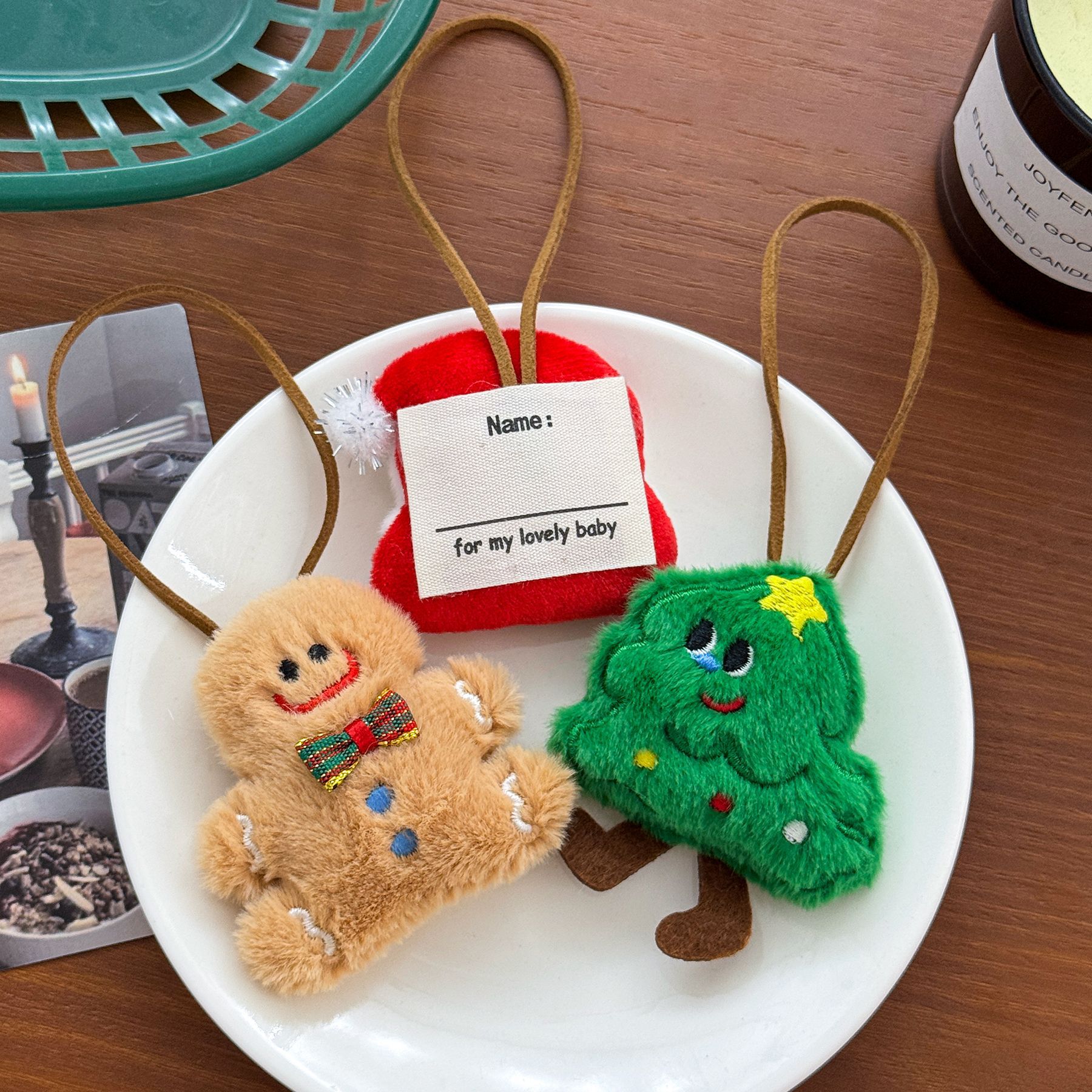 Cartoon Christmas Name Pendant, Cute Girly Heart Bag, Plush Doll, Santa Claus Doll, Small Gift