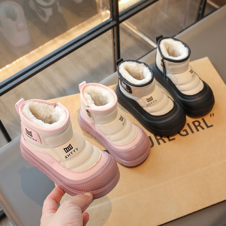 Girls' Snow Boots 2025 Winter Cold-Proof Kidsren's Cotton Boots Winter Versatile Fashionable Princess Cotton Boots for Middle and Large Kidsren