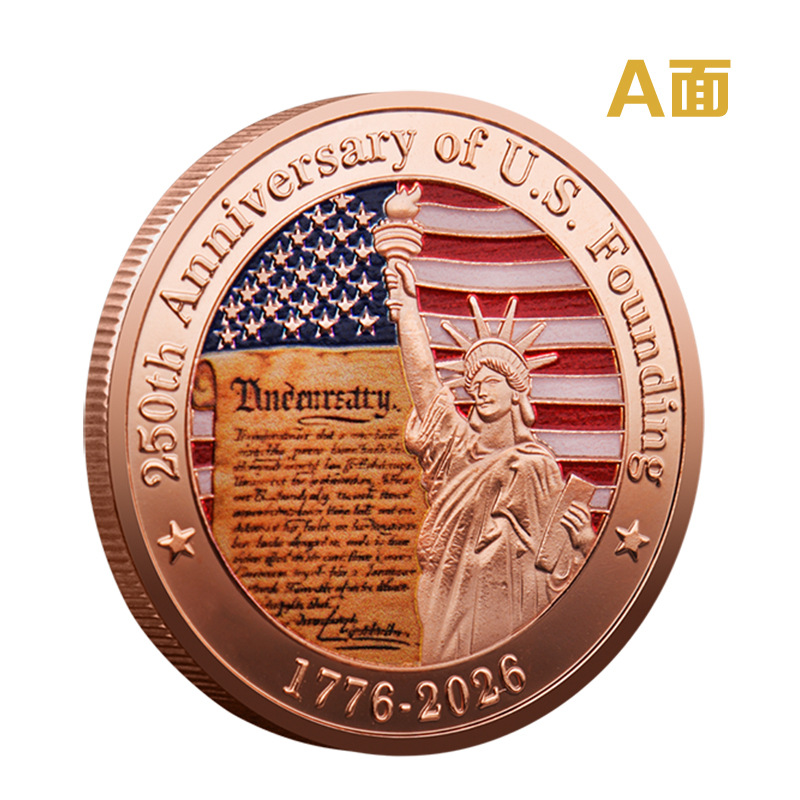 American 250Th Anniversary Independence Commemorative Coin Flag Statue of Liberty Commemorative Coin Foreign Trade Metal Commemorative Medal Cross-Border