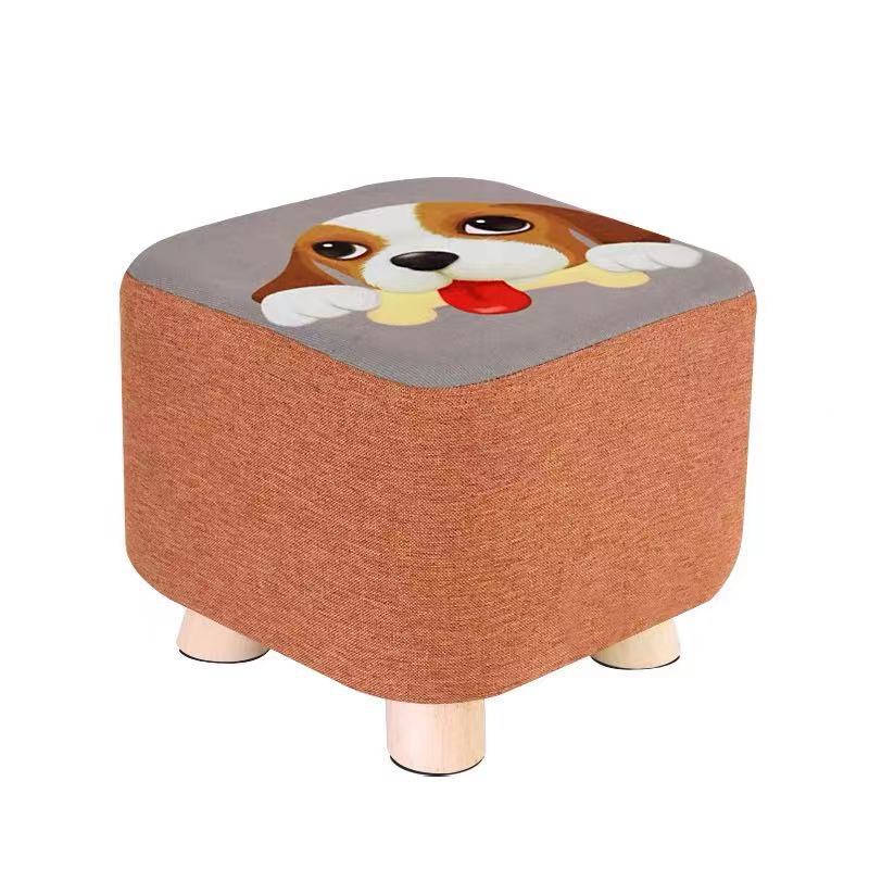 Shoe Changing Stool, Fabric Stool, Small Wooden Stool, Sofa Stool, Cartoon Stool, Household Solid Wood Square Stool, Event Gift Stool