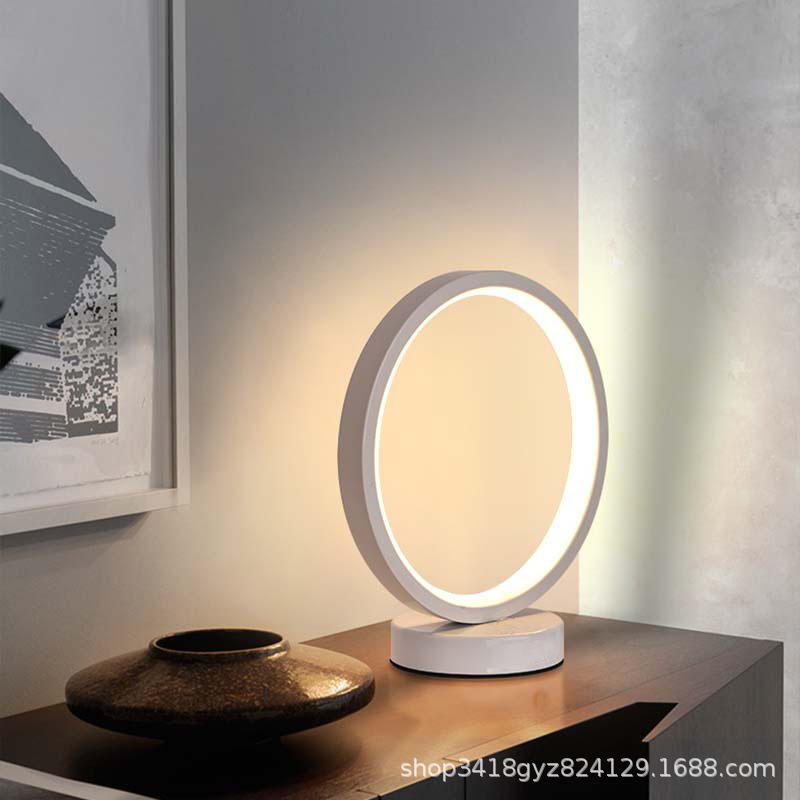 Nordic decorative circle table lamp bedroom bedside lamp atmosphere creative led night light eye protection sleep feeding table lamp