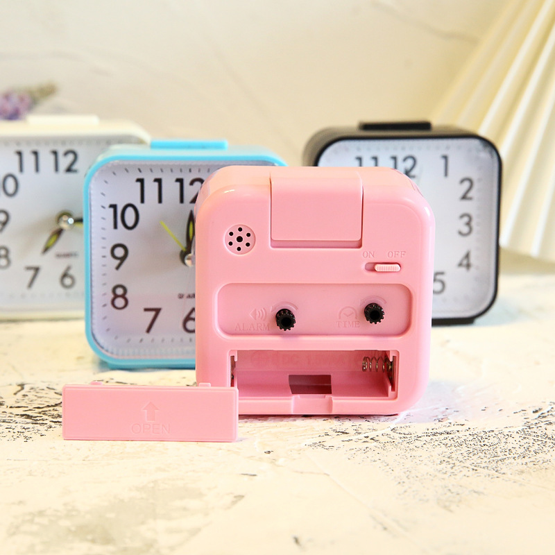 Square Simple Three-Dimensional Fashion Home Decoration Night Light Alarm Clock Student Digital Creative Small Clock Factory Direct Sale