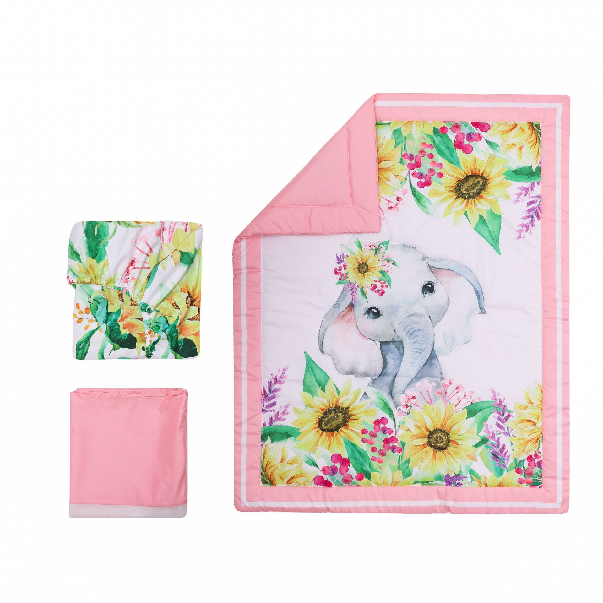 Комплект для новорожденных из трех предметов: детская натяжная простыня, юбка для односпальной кровати