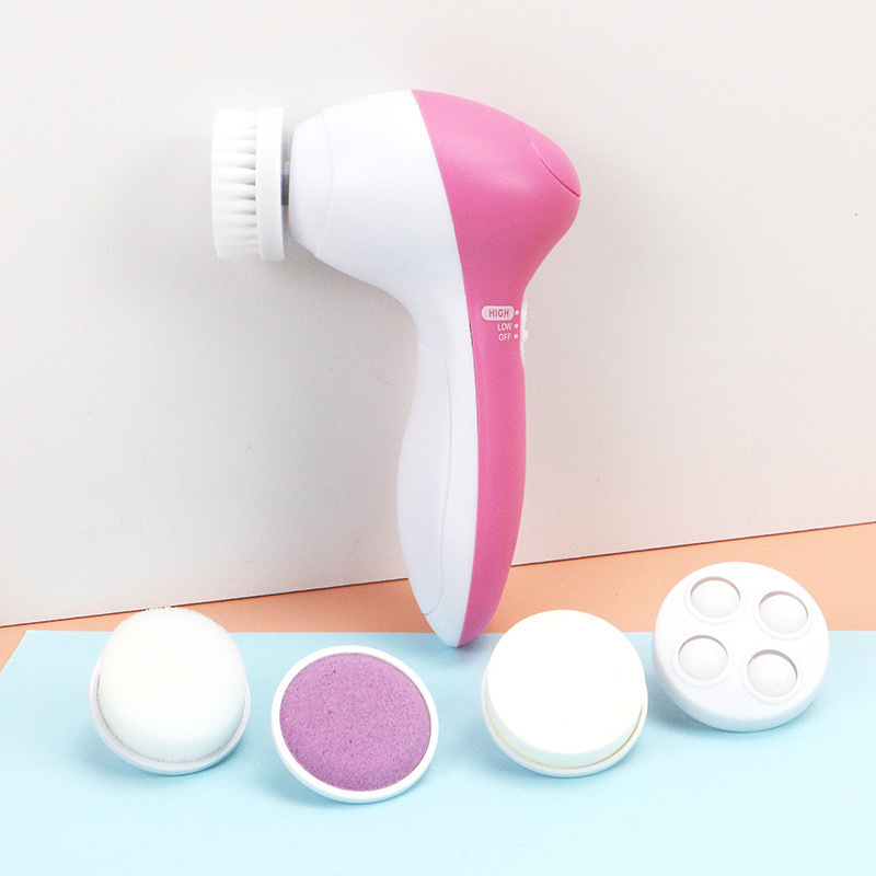 Cross-border Five-in-One Face Washing Brush Electric Cleanser Facial Beauty Instrument Pore Shrinking Cleaner Facial Face Washing Brush