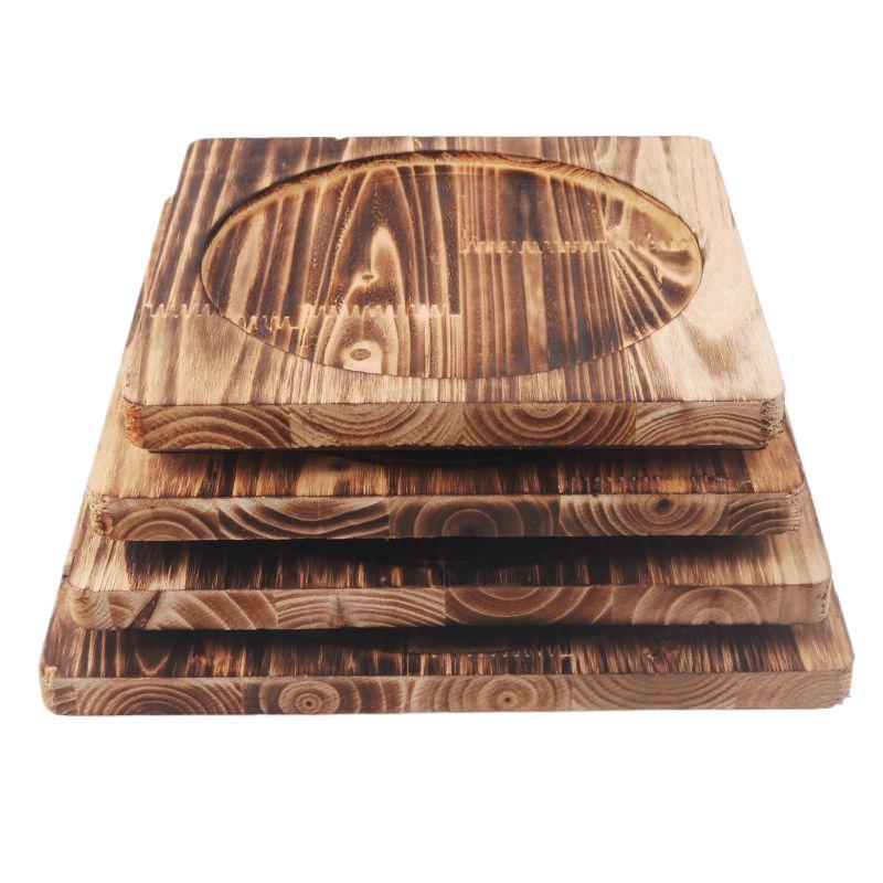 Heat-Insulating Board, Wooden Board, Barbecue Casserole, Stone Bowl, Stone Pot, Wooden Pad, Baking Pan, Anti-Scalding Teppanyaki, Thickened