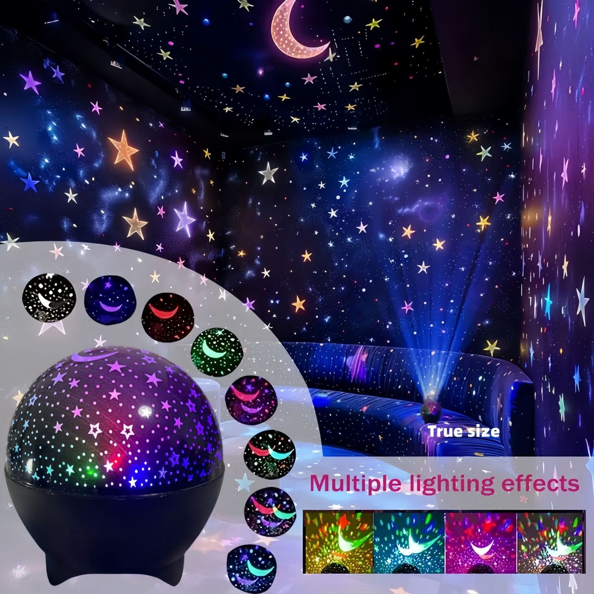 Amazon's Cross-Border Popular Northern Lights Star and Moon Projection Atmosphere Lamp Is Suitable for Party Camping Birthday New Year Gifts
