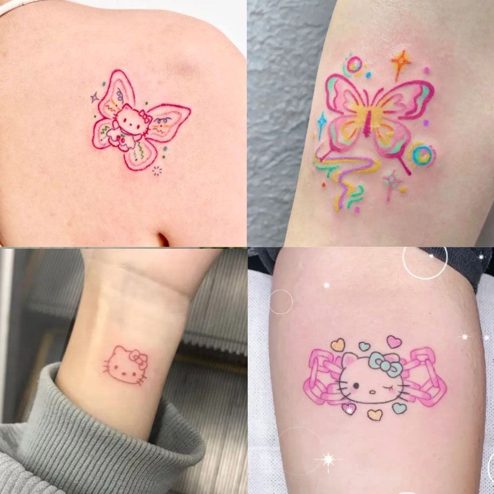 HelloKitty Cat Color Tattoo Sticker Simple Cute High-end Sense Ins Internet Popular Waterproof Hello Kitty Tattoo Sticker