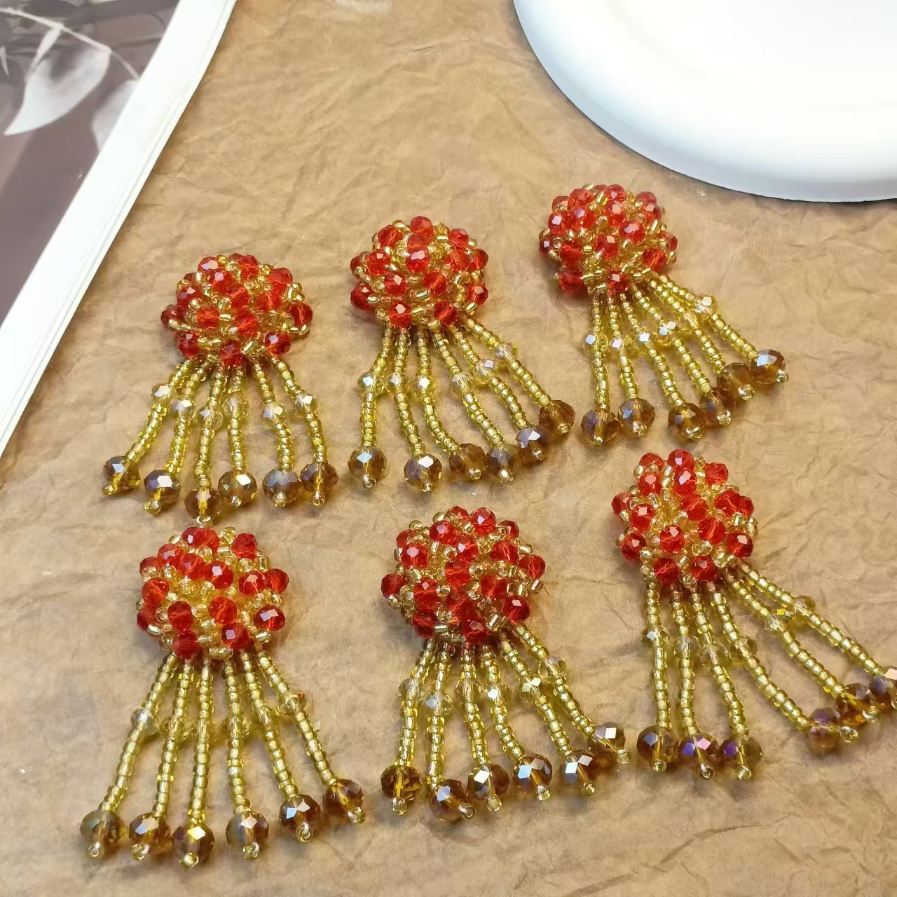 Semi-Finished Accessories, Hand-Beaded Fabric Patches, Clothing and Headwear Lace Embellishments, Antique-Style Pearl Tassels, Wedding Shoes for Weddings