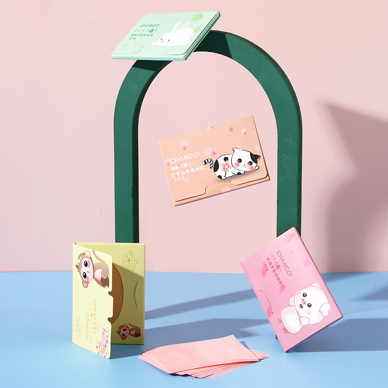 Ch Facial Oil-Absorbing Paper 100 Pieces Portable Removable Fragrance Oil-Absorbing Facial Paper Makeup Makeup Tools Dropshipping