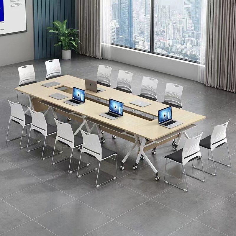 Movable Folding Training Table Thickened Plate Steel Frame Long Table Multi-Purpose Splicing Combination Conference Table and Chair Combination
