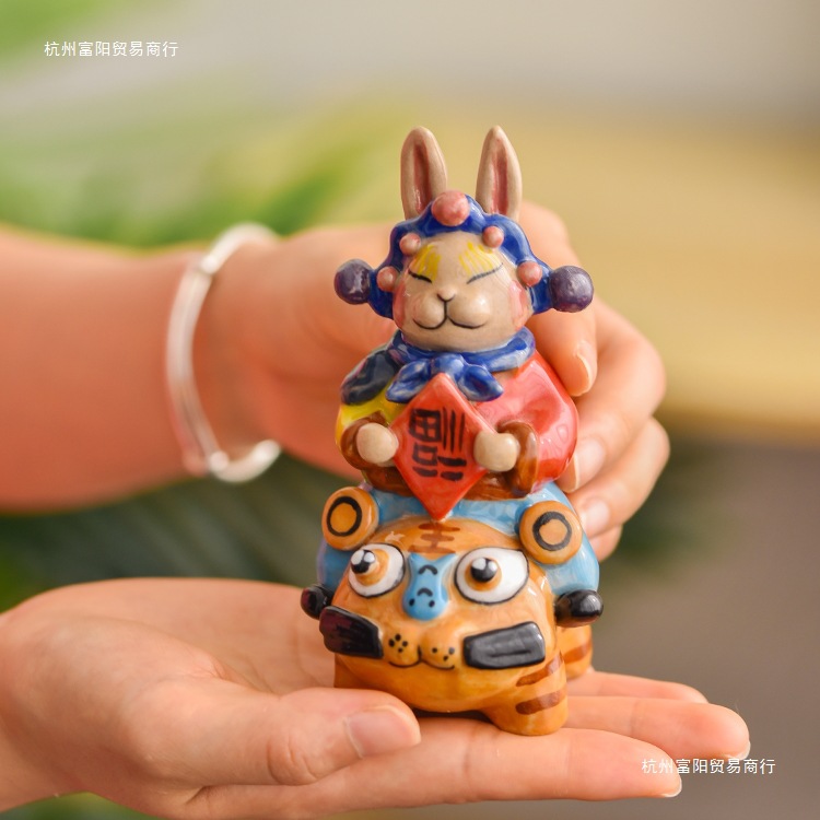 Beijing Specialty Rabbit Ceramic Ornaments Rabbit Mascot Creative Desktop Incense Burner Birthday Opening Housewarming Gift
