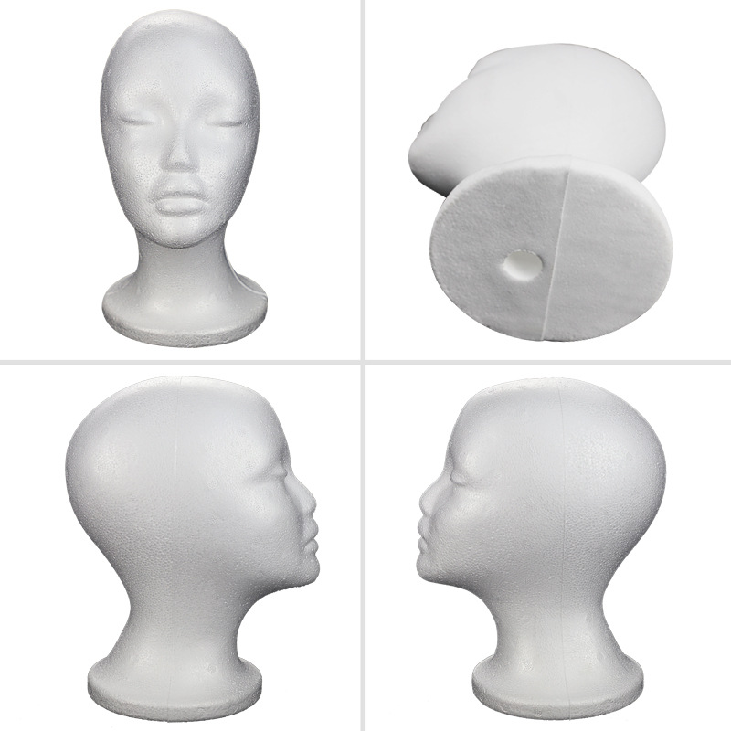 Foam Model Head Hat Wig Stand Glasses Display Headwear Display Props Flocked Head Mold Foam Female Model