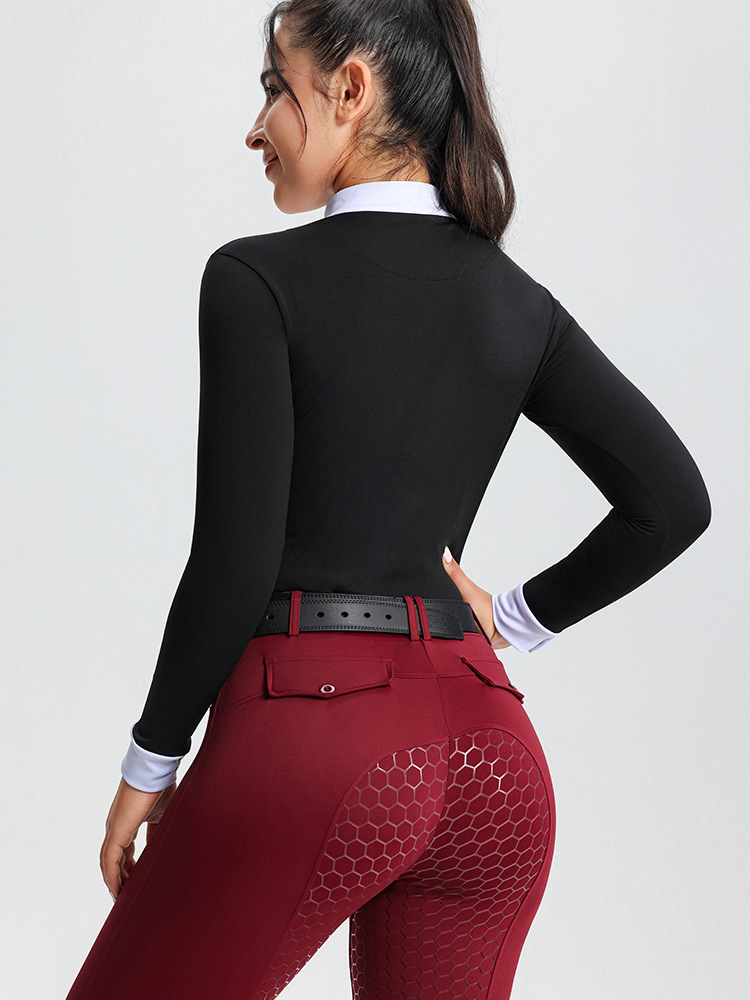 Wontto Professional Quick-Drying Equestrian Training and Grading Long-Sleeve T-Shirt for Women, Autumn T-Shirt, Equestrian Clothing Equipment, Factory Direct Wholesale