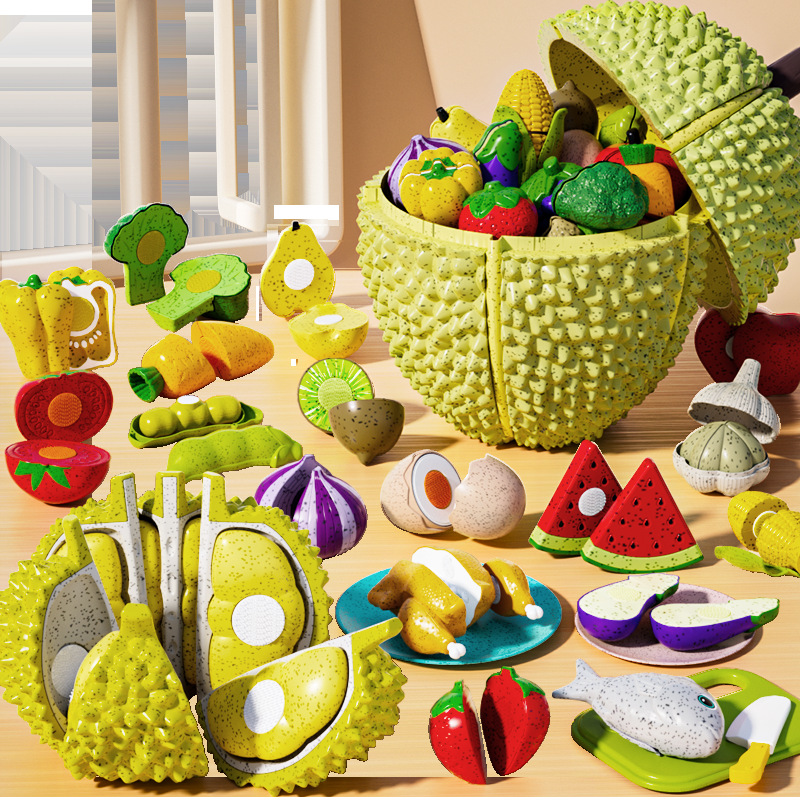 Aomengxing Big Durian Children's Fruit Cutting Toy Fruit and Vegetable Cutting Baby Can Chew Baby Montessori Early Education