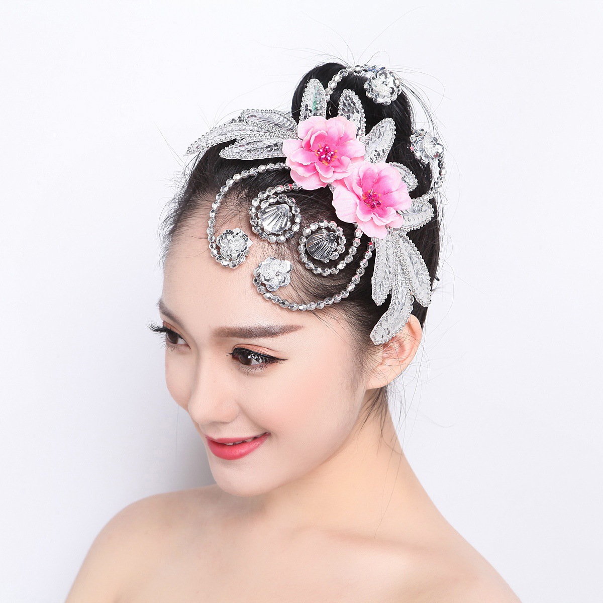 Dance headdress performance headdress Yangko square ethnic classical dance stage performance headdress flower accessories Latin modern female