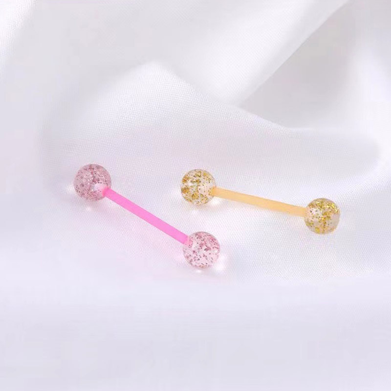Cross-border e-commerce hot UV steel rod sequin tongue nail acrylic tongue ring breast ring body piercing jewelry wholesale