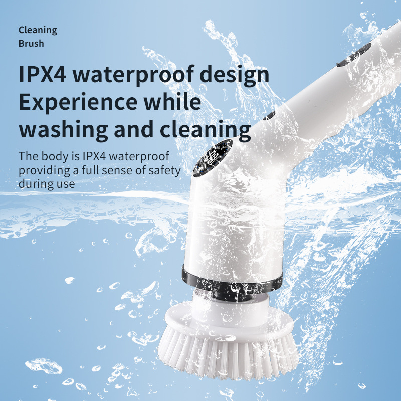 Cross-border nine-in-one cleaning brush long handle retractable LCD digital display kitchen bathroom electric cleaning brush electric mop