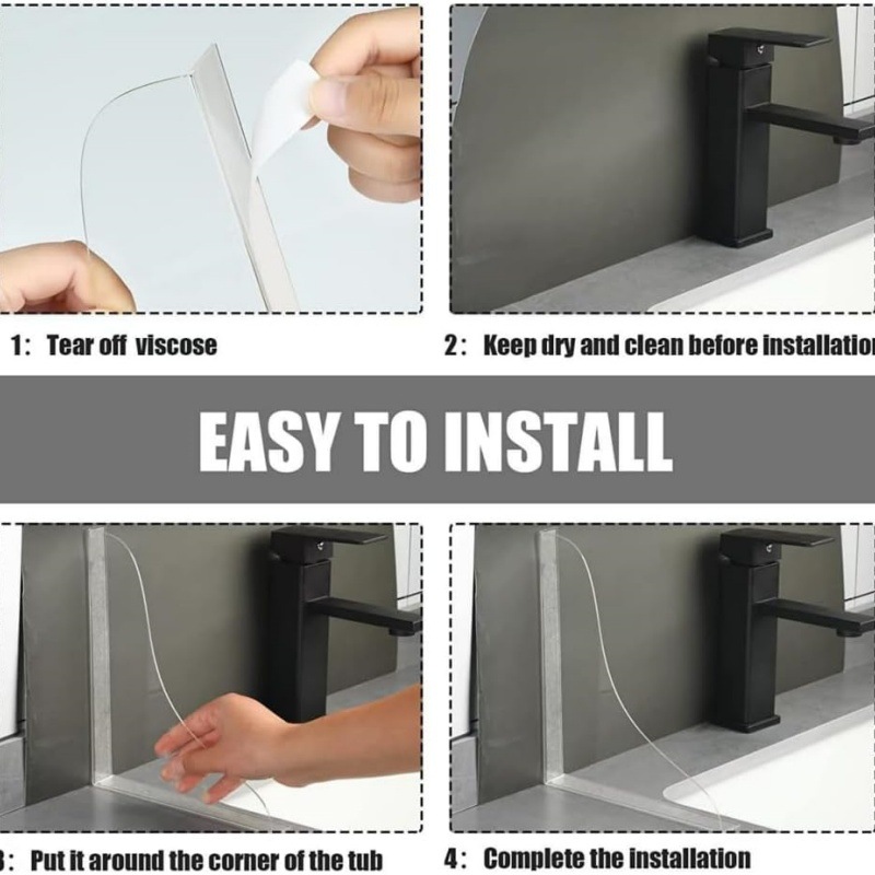 Cross-Border New Product Bathroom Washbasin Splash Guard Transparent Acrylic Kitchen Sink Splash Guard Nail-Free 2-Piece Set