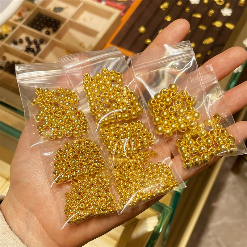 Pure Gold 999 Gold Beads Water Shell Gold Gold Beans Pure Gold Loose Beads Diy3D Hard Gold Pure Gold Accessories Live Broadcast Hot Style