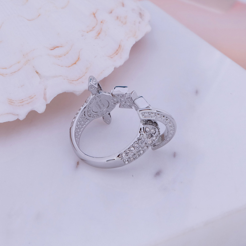 Empress Saturn Three-Dimensional Symmetrical Open Planet Full Diamond Ring for Women, Internet Celebrity Light Luxury, Niche High-End Feel