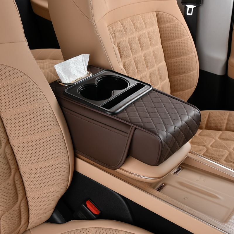 Cross-Border Car Armrest Box Booster Pad Four-In-One Car Central Armrest Box Pad Tissue Box Storage Bag Water Cup Holder