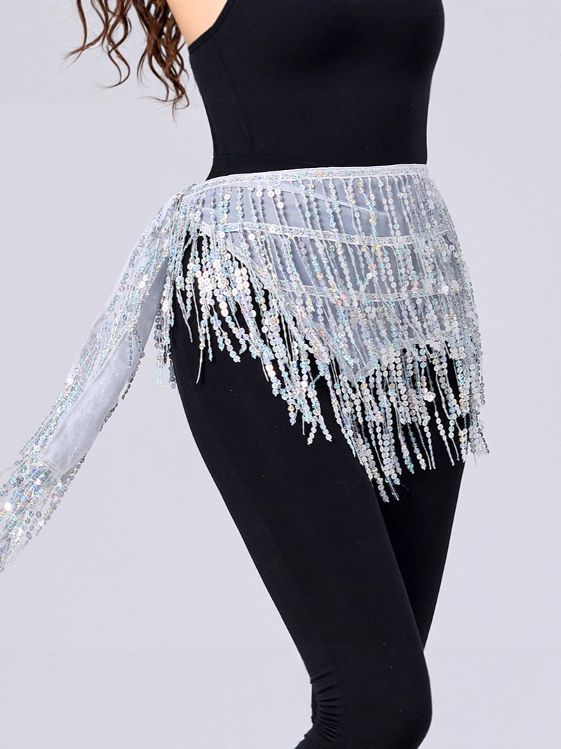 Douyin's Same Style Belly Dance New Sequin Tassel Waist Chain Bohemian Hip Scarf Skirt Hip-Hop Encrypted Jazz Dance Waist Scarf