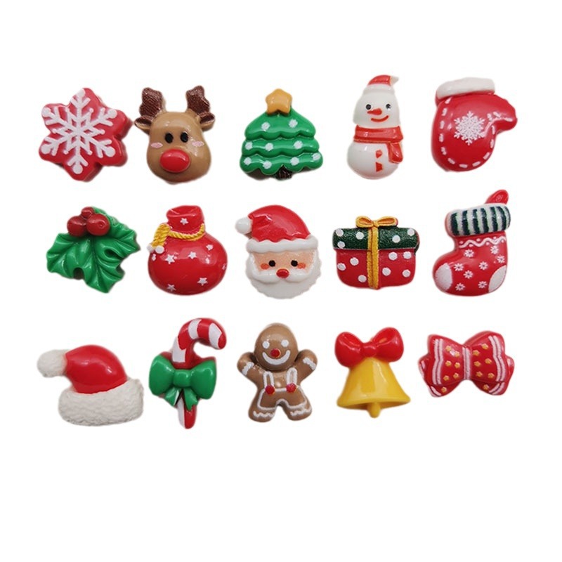 Mini small size Cartoon Christmas Hat Shoes Tree Elk DIY Resin Accessories Phone Case Accessories Nail Paste Material
