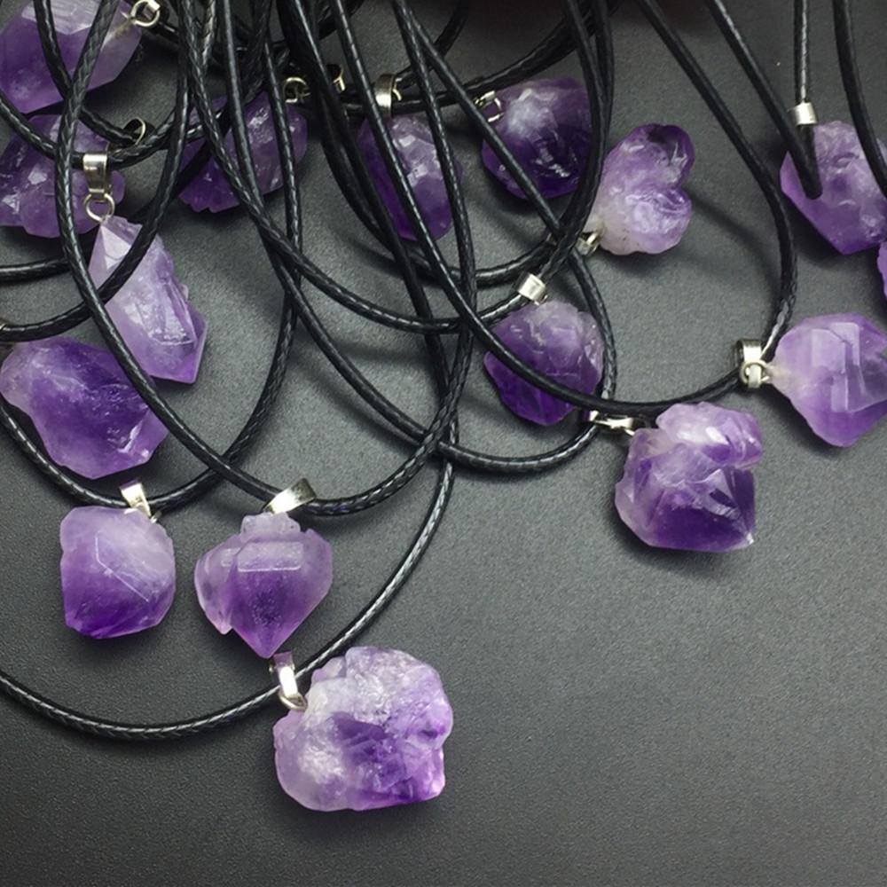 Кулон из натурального кристалла аметиста ожерелье женское фэнтези лавандовый оригинальный камень подарок ювелирные изделия