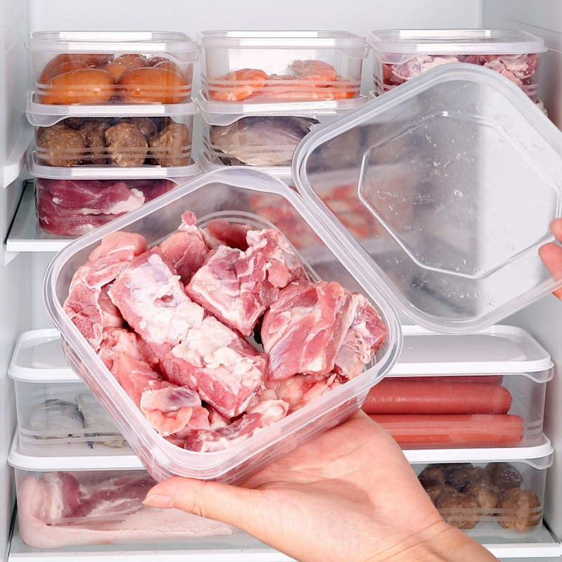 Microwaveable Refrigerator Special Storage Box Crisper Quick-Frozen Meat Frozen Refrigerated Box Food-Grade Sealed Packaging Box