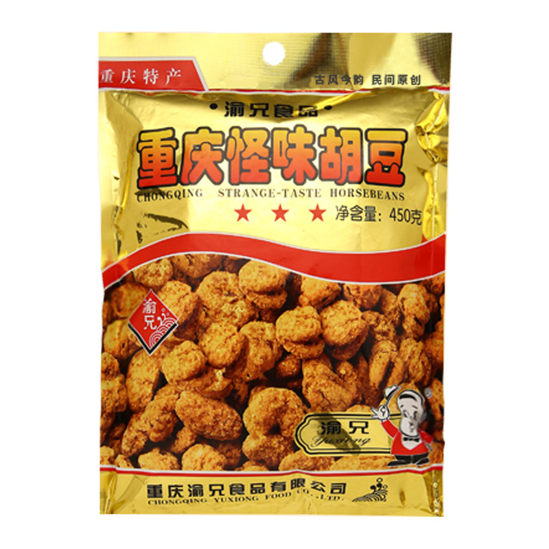 Chongqing Specialty Yuxiong Spicy Broad Beans 450g Spicy Bagged Broad Beans Snack Ready-To-Eat Whole Box Wholesale