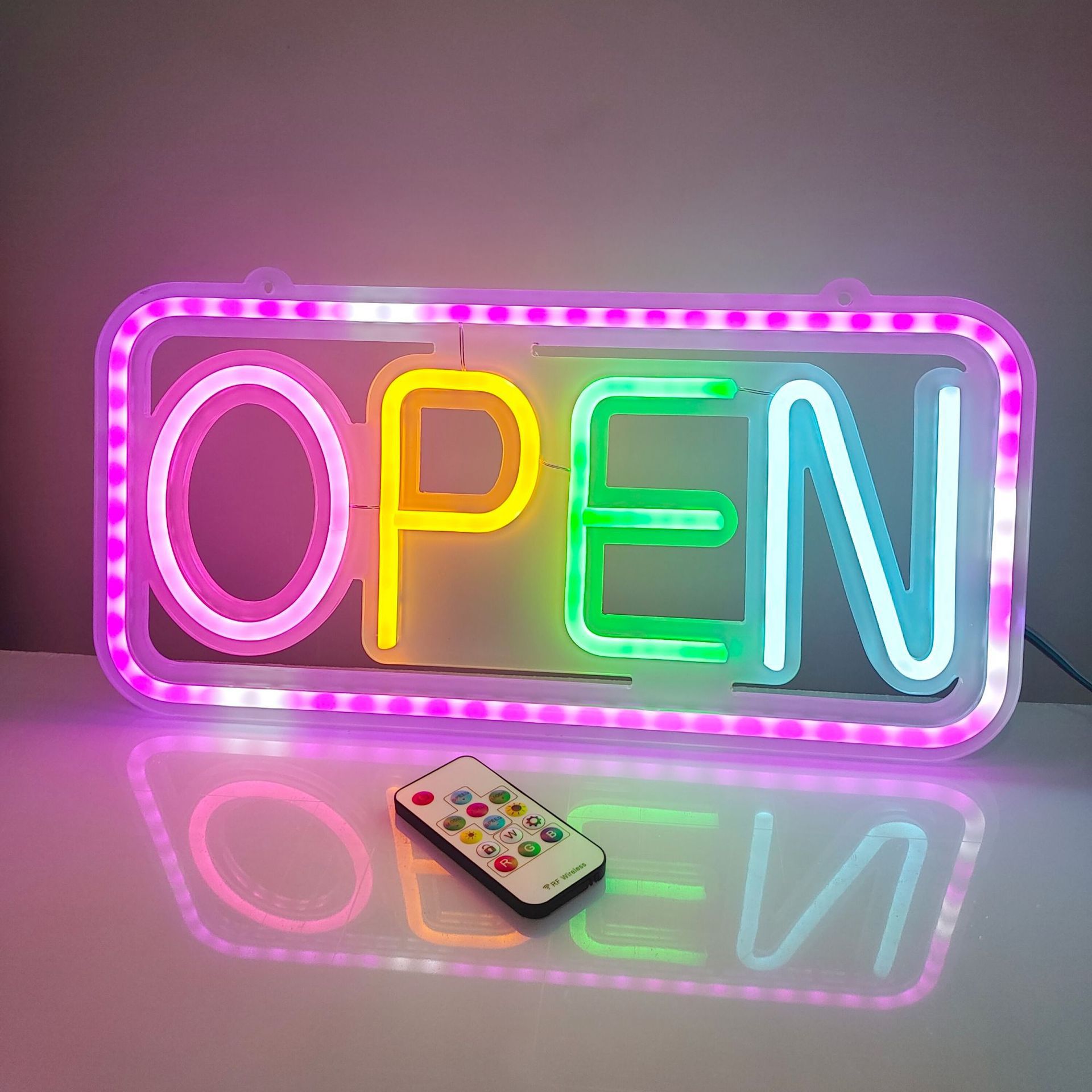 Светодиодный неоновый свет с дистанционным управлением открытая светящаяся буква рекламный знак цветной мигающий декоративный свет